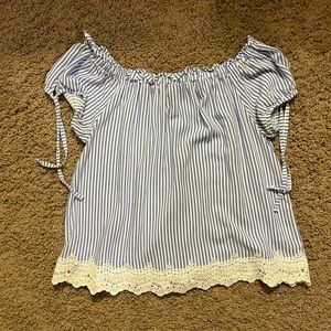 White and blue stripped shirt, size L